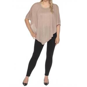 NEW JOSEPH RIBKOFF metallic sweater knit poncho top in dune/gold